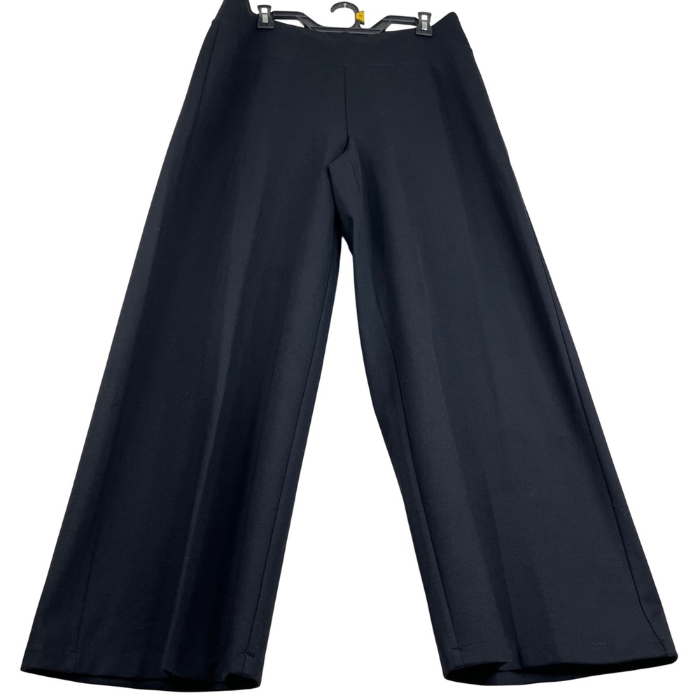 Eileen Fisher Wide Leg Pants Womens Large Black Tencel Blend High Rise Pull On L